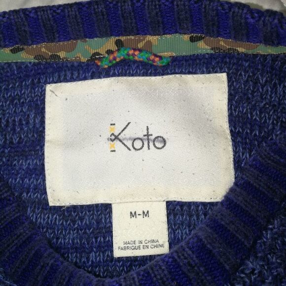 Men URBAN OUTFITTERS / KOTO Blue Cable Knit Cotton Crenwneck Sweater Size Medium - Picture 9 of 13